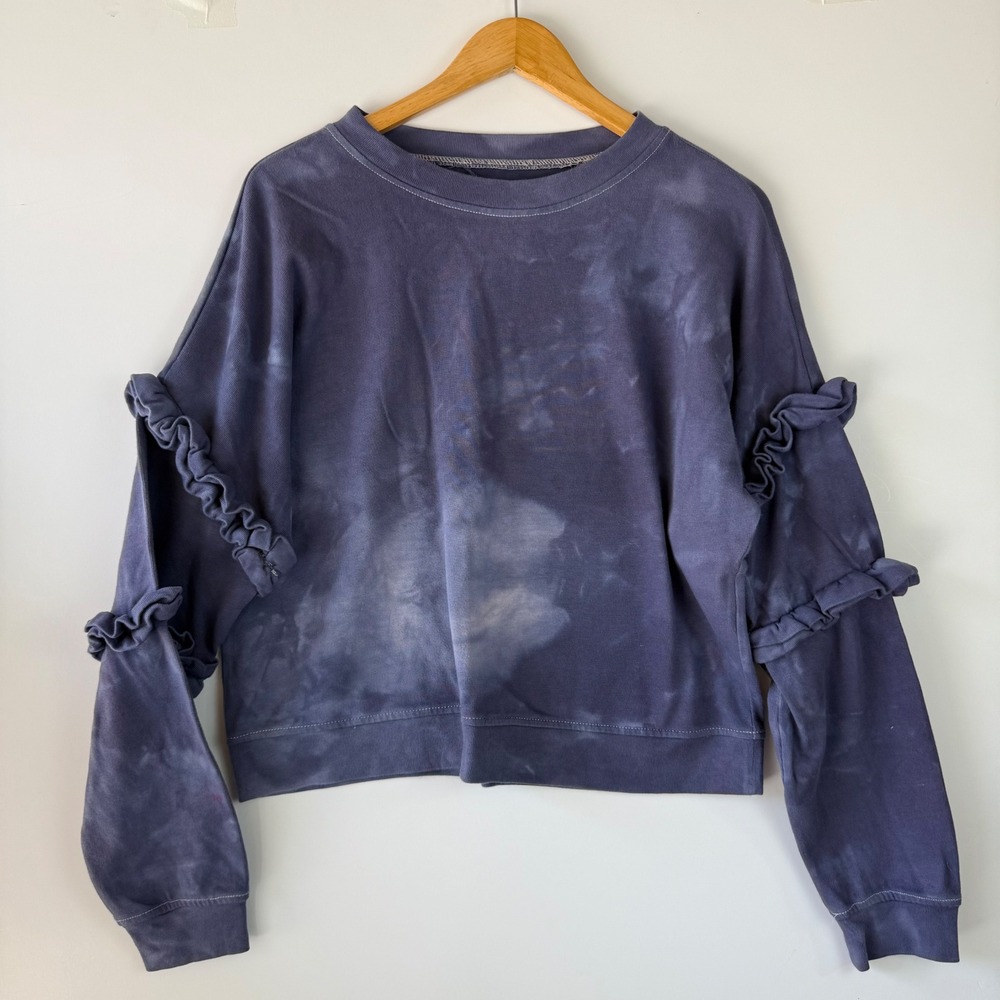 For the‎ Republic Ruffle Sleeve Sweatshirt Tie Dye Pullover Comfy Top Large